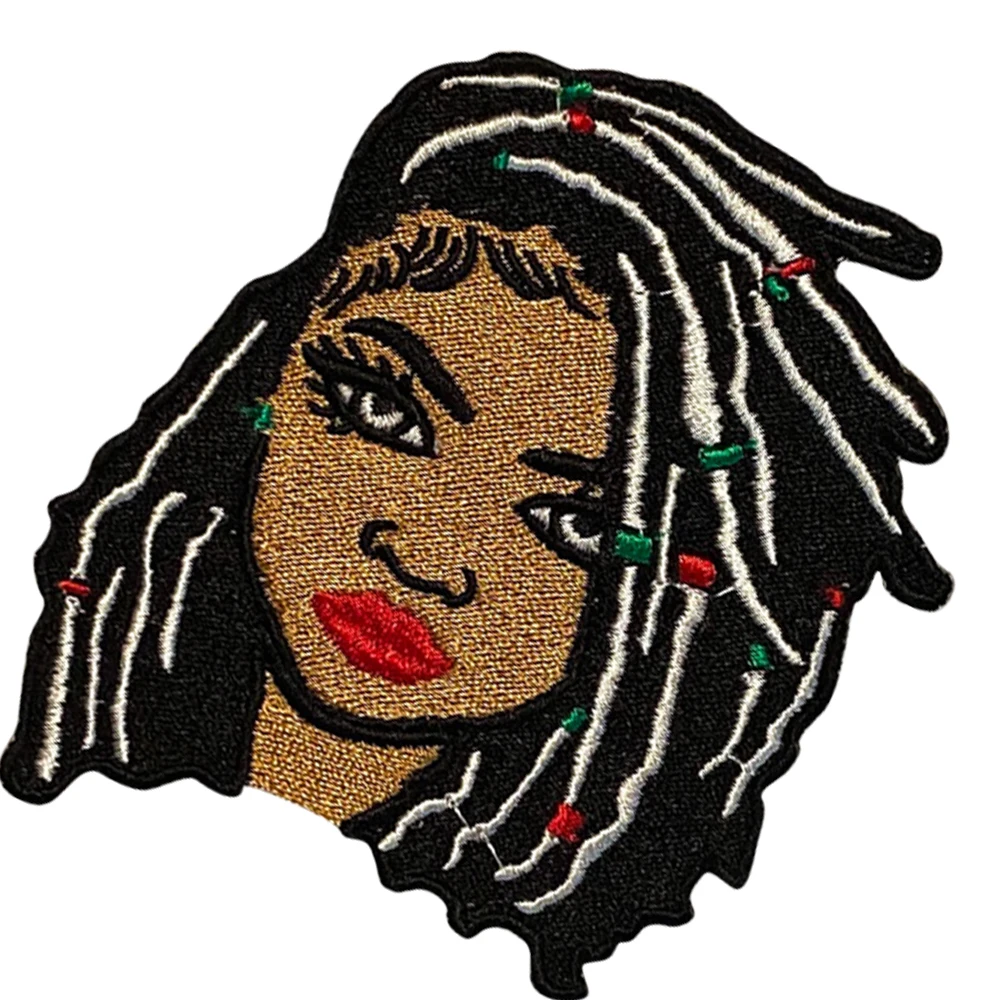 Parches bordados para chica, rastas, hermosa señora, parche bordado, accesorios de ropa, planchado en ropa, chaqueta, bolsa, pantalones vaqueros - imagen 4