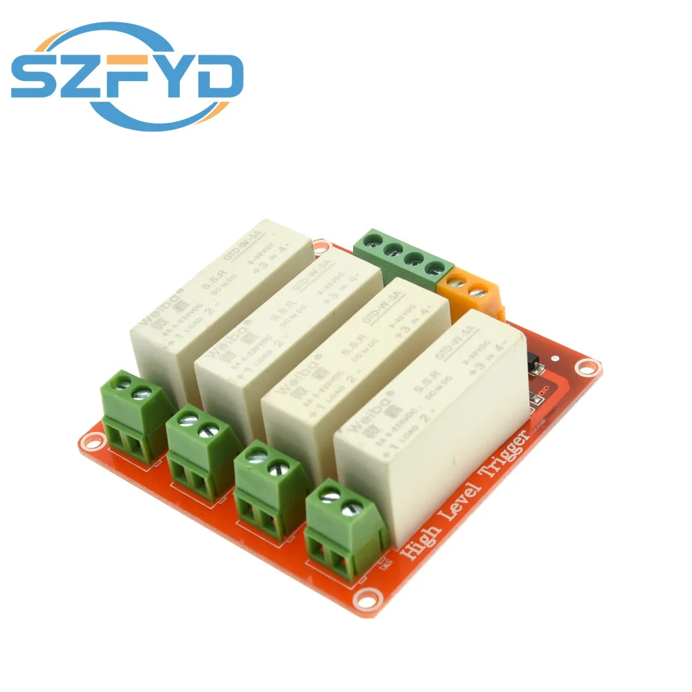 Módulo de relé de estado sólido CC de 1/2/4/8 canales Disparador de alto nivel 5A para control industrial PLC Arduino - imagen 3