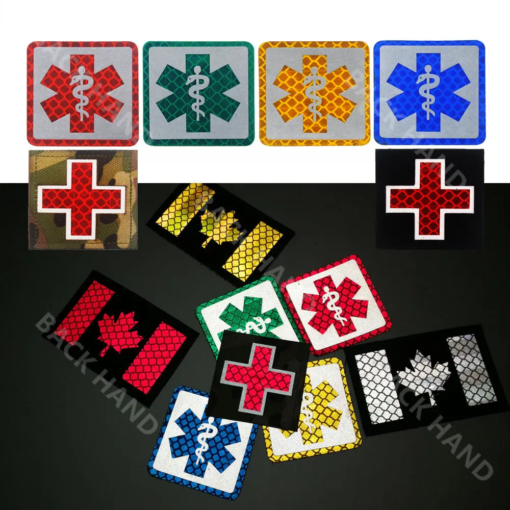 Insignia de PVC de serpiente de rescate, brazalete médico con calavera médica, Kit de rescate médico Criss que brilla en la oscuridad, pegatina, gancho de parches militares - imagen 4