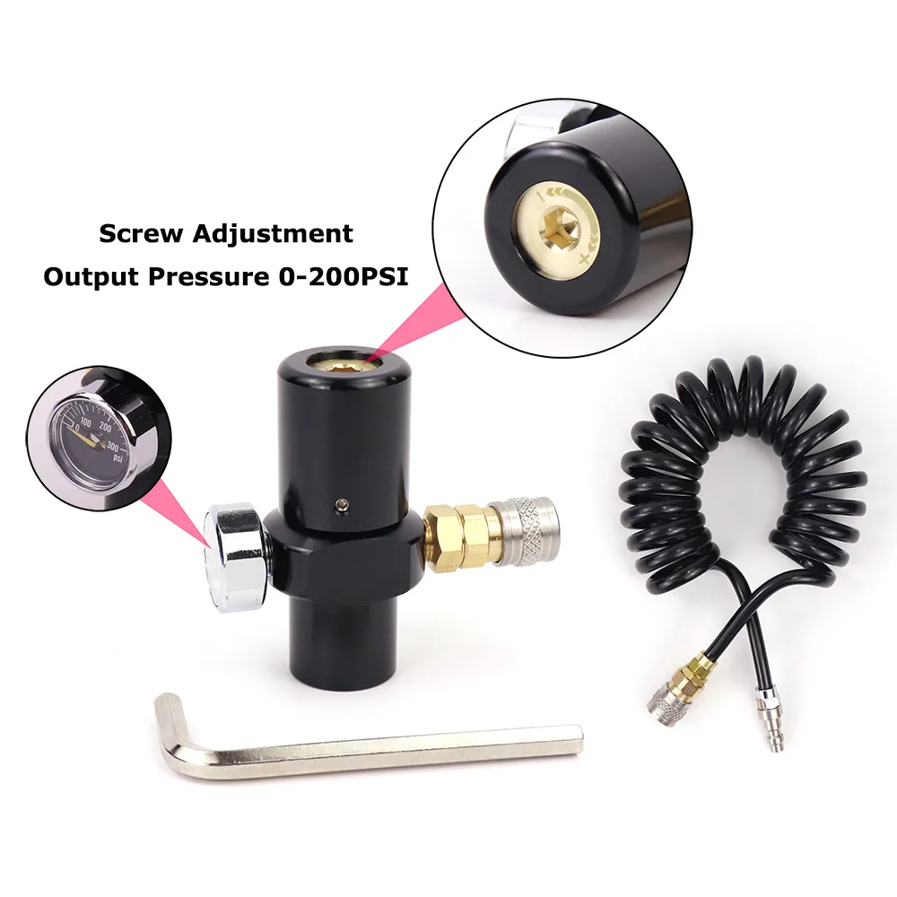 Regulador de baja presión HPA Micro regulador de CO2 presión de salida 0-200psi | Con acoplador de buscador estadounidense calibre 300PSI - imagen 2