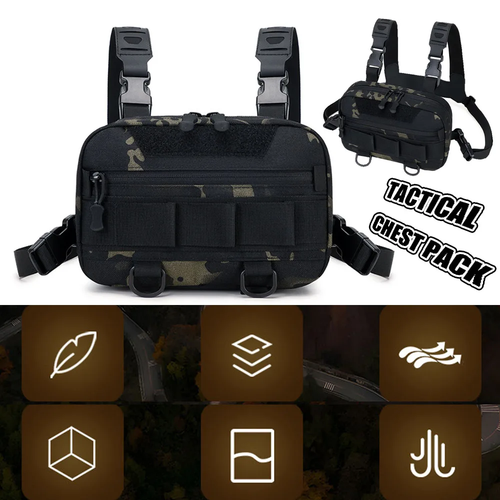 Bolsa de pecho deportiva táctica, chalecos transpirables ajustables para correr, bolsa de chaleco multifuncional para senderismo, pesca, caza y viajes