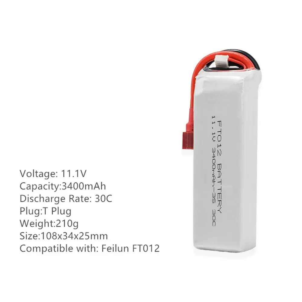 Batería Lipo mejorada de 3400mah y 11,1 V para Feilun FT012 RC Boat Huanqi 734 RC helicóptero juguetes repuestos Accesorios - imagen 2