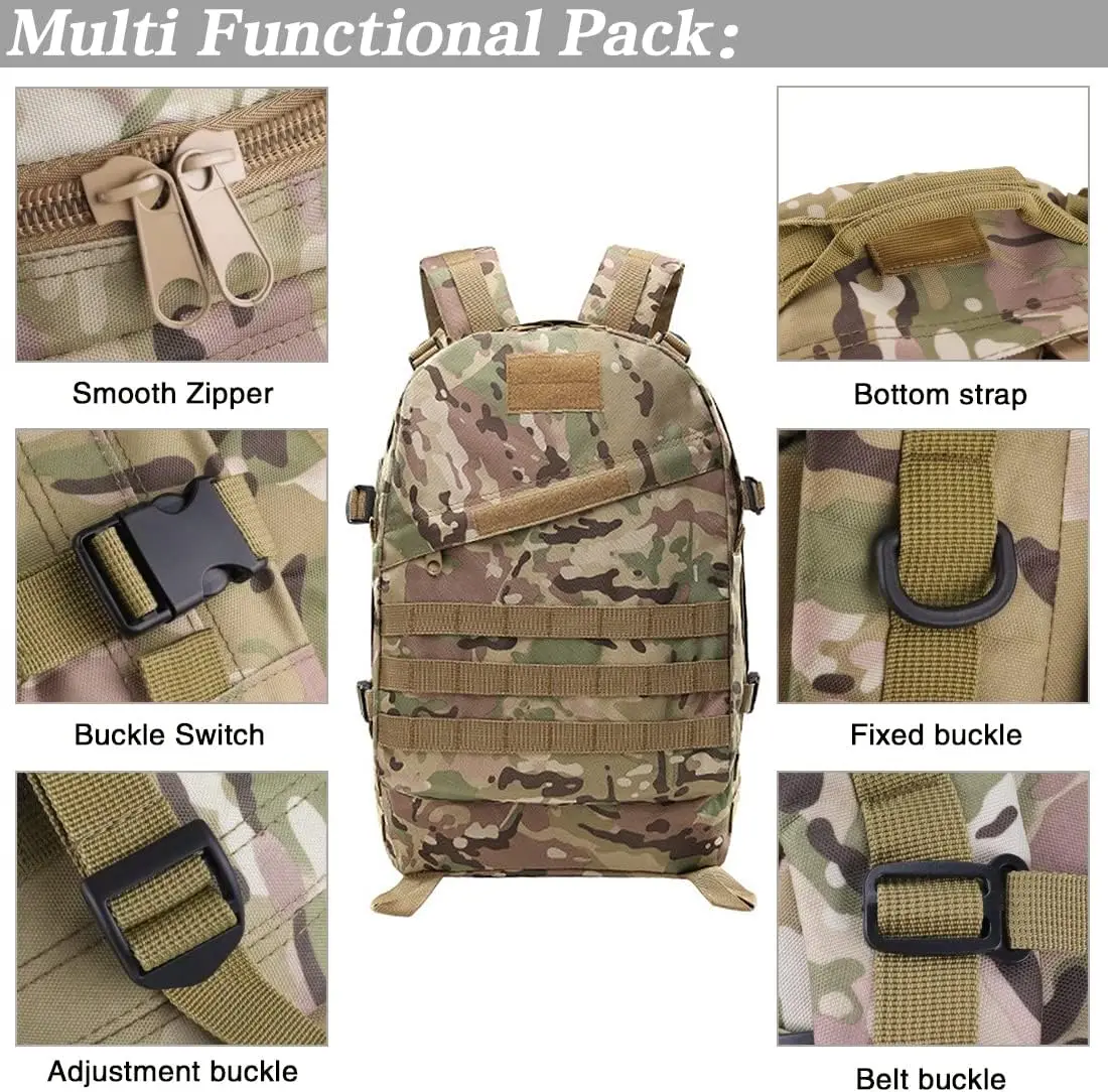 Mochila de senderismo para acampada, morral táctico 3D para escalada, deporte al aire libre, bolsa de viaje, 40L - imagen 4