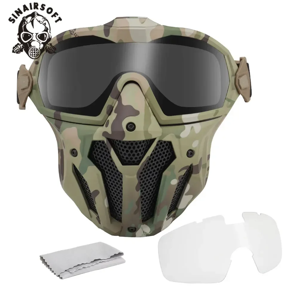 Mascarilla táctica de Paintball Airsoft con ventilador, mascarilla protectora de cara completa antiniebla transpirable para fiesta, Cosplay, caza y tiro - imagen 2