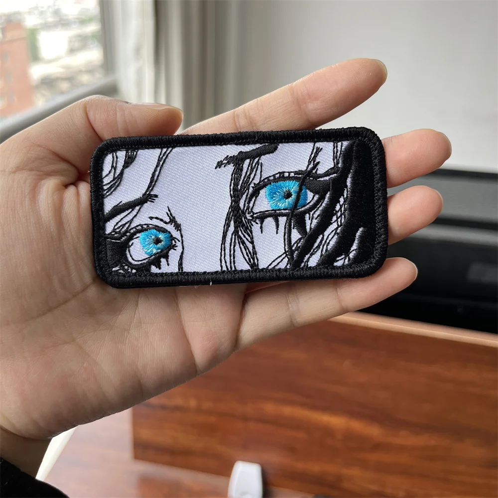 Parche bordado de Anime con ojos, pegatinas para ropa, parches de gancho y bucle, mochila, equipo militar táctico, insignias japonesas - imagen 4