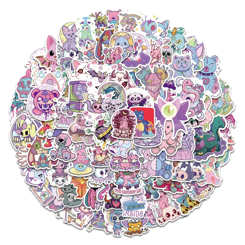 Pegatinas góticas bonitas de piezas para niños, calcomanía de calavera gótica de medianoche, esqueleto, portátil, teléfono, álbum de recortes, cuaderno, pegatina de dibujos animados, juguete de regalo, 350 - imagen 5