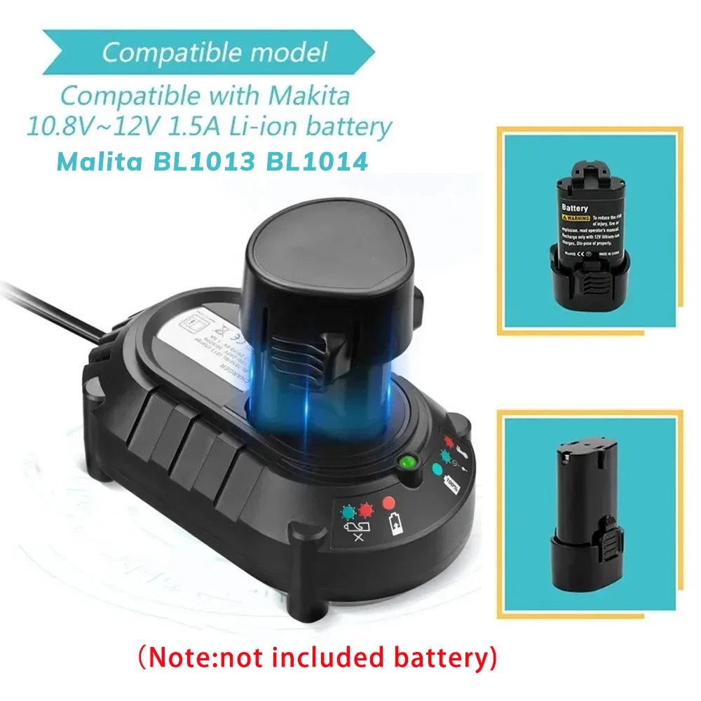 Cargador de batería recargable para herramienta eléctrica Makita, AC100V-240V de 10,8 V, 12V, batería de repuesto de litio BL1014, BL1013, enchufe europeo