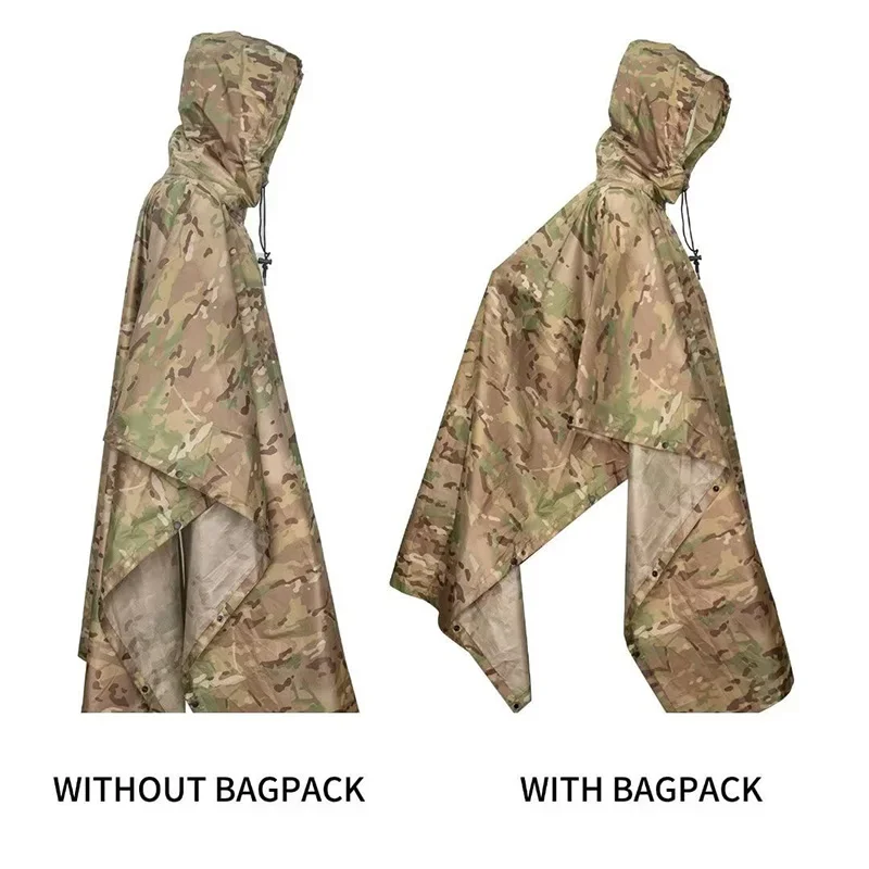 Poncho de camuflaje transpirable para exteriores, chubasquero táctico de jungla, traje Ghillie para observación de aves, senderismo, caza, equipo de lluvia de viaje - imagen 3