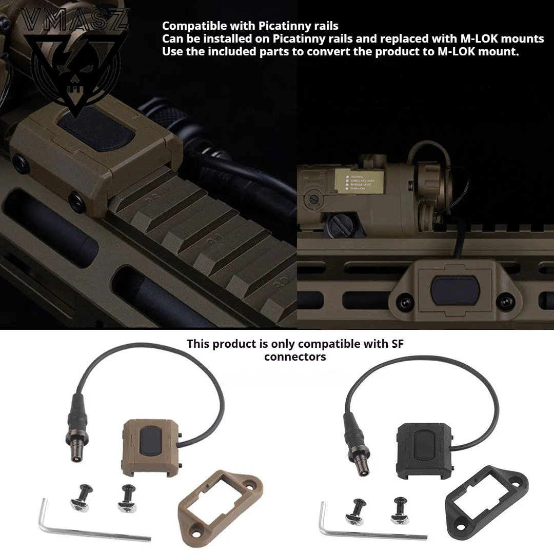 Caja táctica PEQ15 interruptor trasero de ratón AXON control dual con cable SF linterna control único cola de ratón luz de cuenta larga - imagen 4