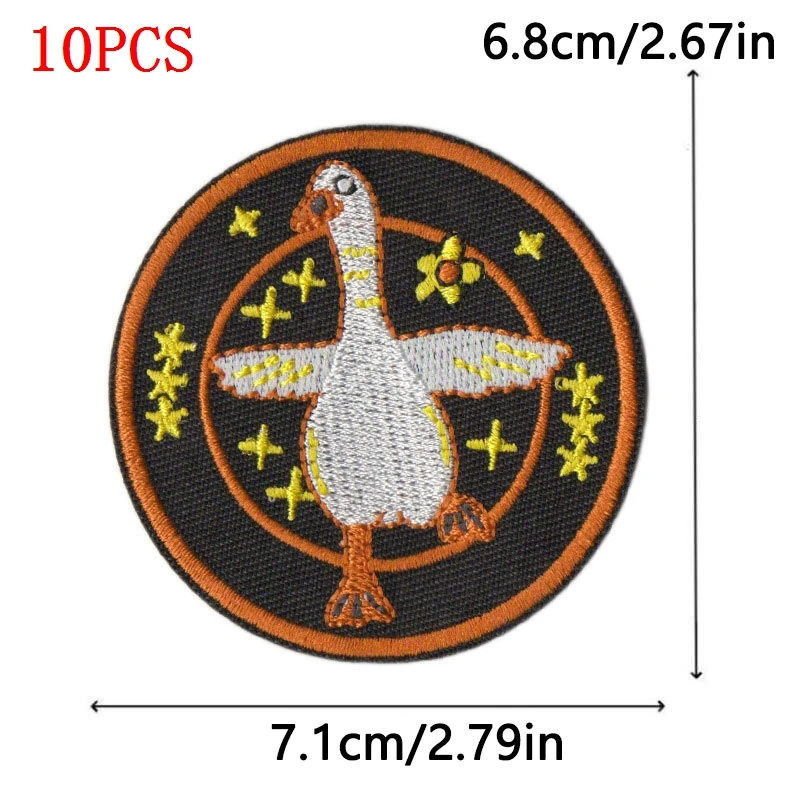 10 unids/set, venta al por mayor, parches para planchar con pato amarillo para ropa, parches termoadhesivos, parche bordado de gato ganso en sombrero, chaqueta DIY - imagen 2