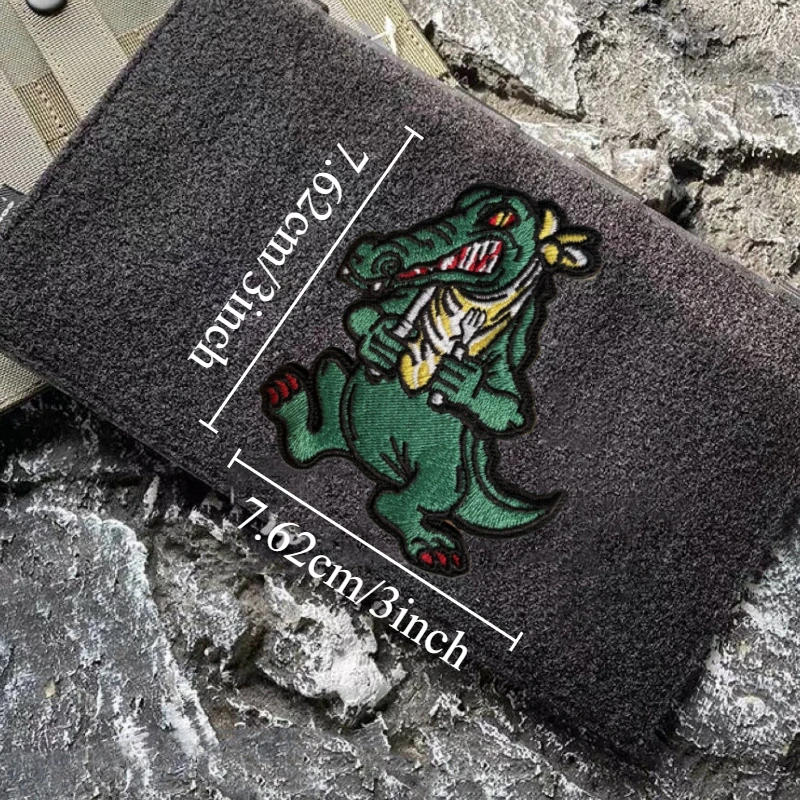 Parche de cocodrilo Ungry, insignia de moral militar táctica, gancho bordado y bucle, mochila, ropa, pegatina decorativa, brazalete - imagen 4