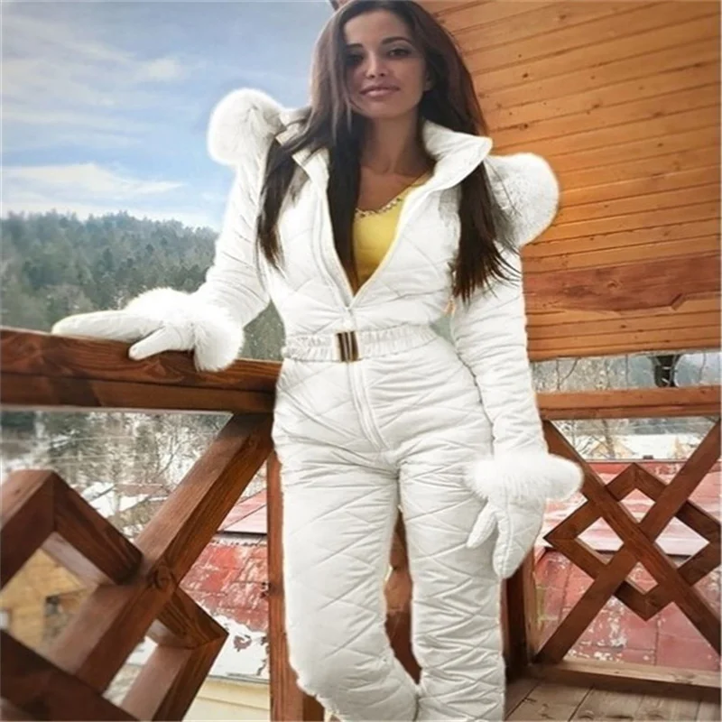 Oulylan-Mono de esquí de una pieza para mujer, traje grueso y cálido para Snowboard, conjunto de pantalones de esquí para deportes al aire libre, traje de esquí con cremallera, Invierno - imagen 3