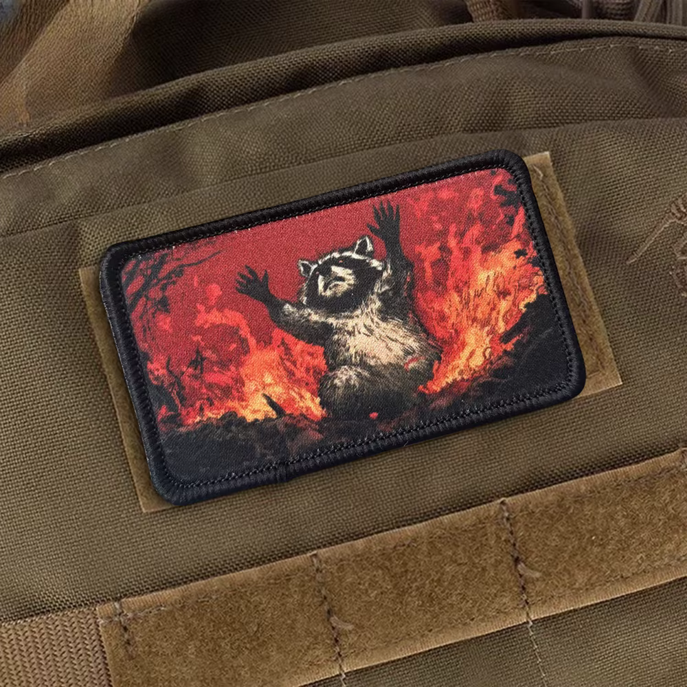 Inferno Raccoon parche táctico de velcro pánico llameante - imagen 5