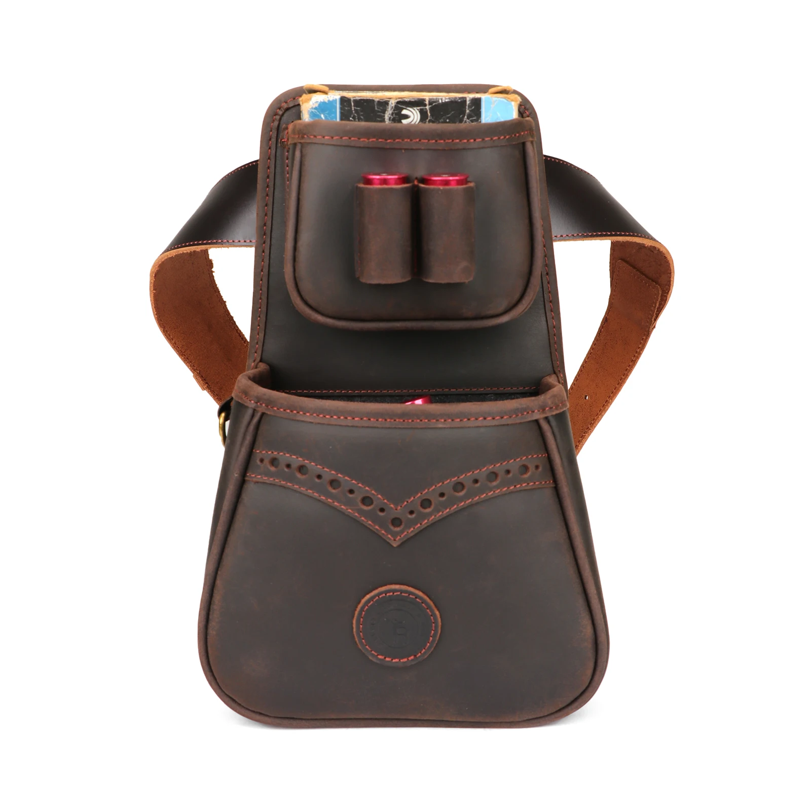 Tourbon-cartuchos de pistola de cuero para caza, riñonera, cargador de velocidad de juego, munición, estuche de arcillas deportivas con cinturón ajustable para tiro - imagen 3