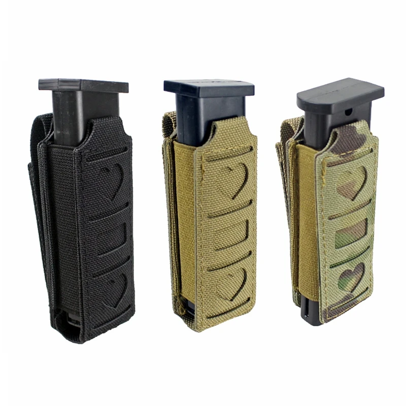 Bolsa táctica MOLLE de 9mm para una sola revista, funda abierta para revista, funda para pistola Mag, cinturón de cintura, bolsa de herramientas para la mayoría de pistolas - imagen 2