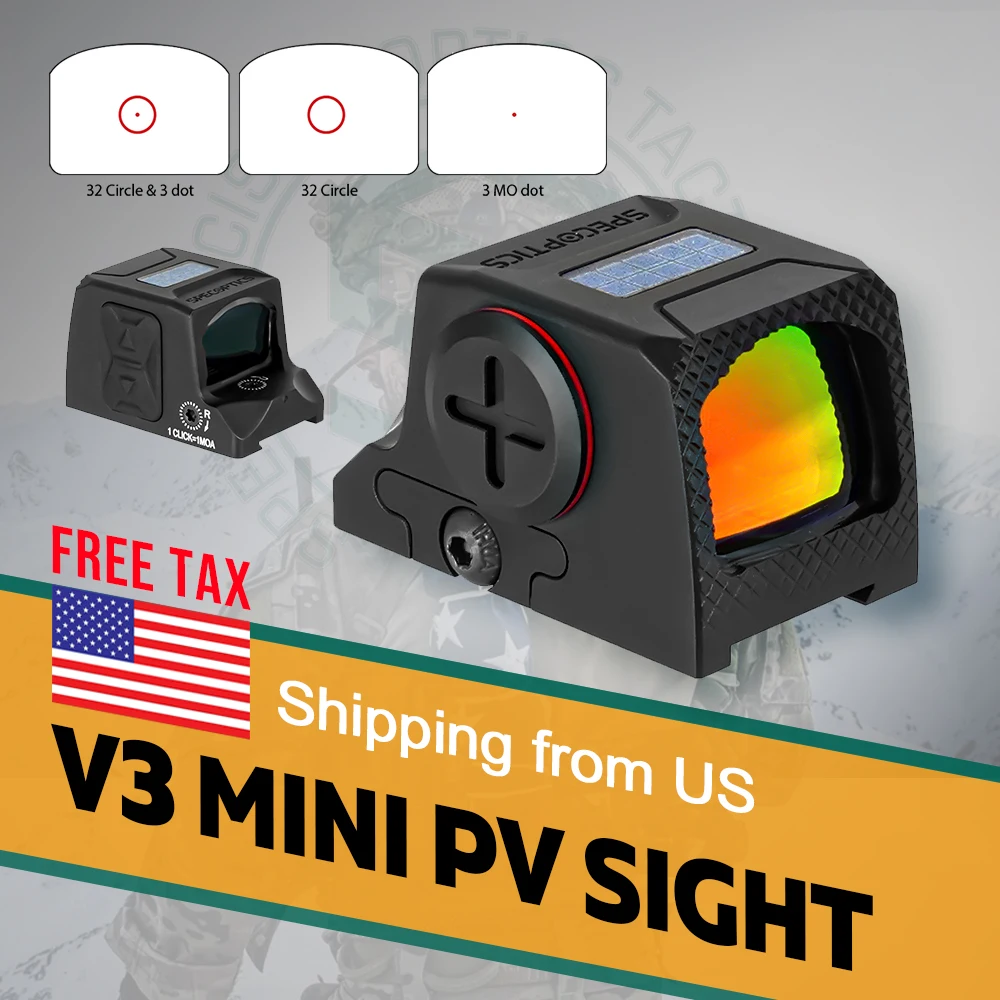 SPECOPTICS Sentinel V3 Solar cerrado punto rojo mira réflex 1x24mm 7075 aluminio multi retícula IPX7 sujeta cero en 9mm/5,56 - imagen 2
