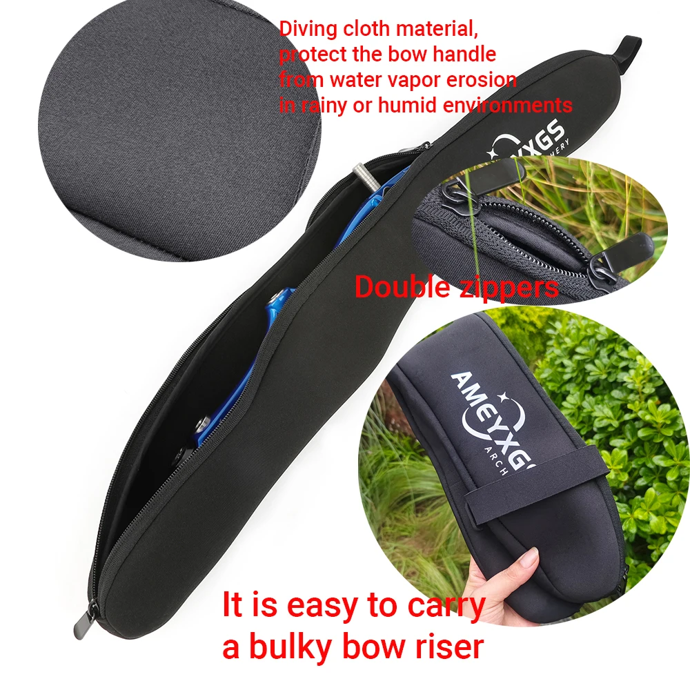 Bolsa protectora para equipo de tiro con arco, funda protectora para arco recurvo Takedown con correas, bolsillo con asa para arco de tela de buceo - imagen 4