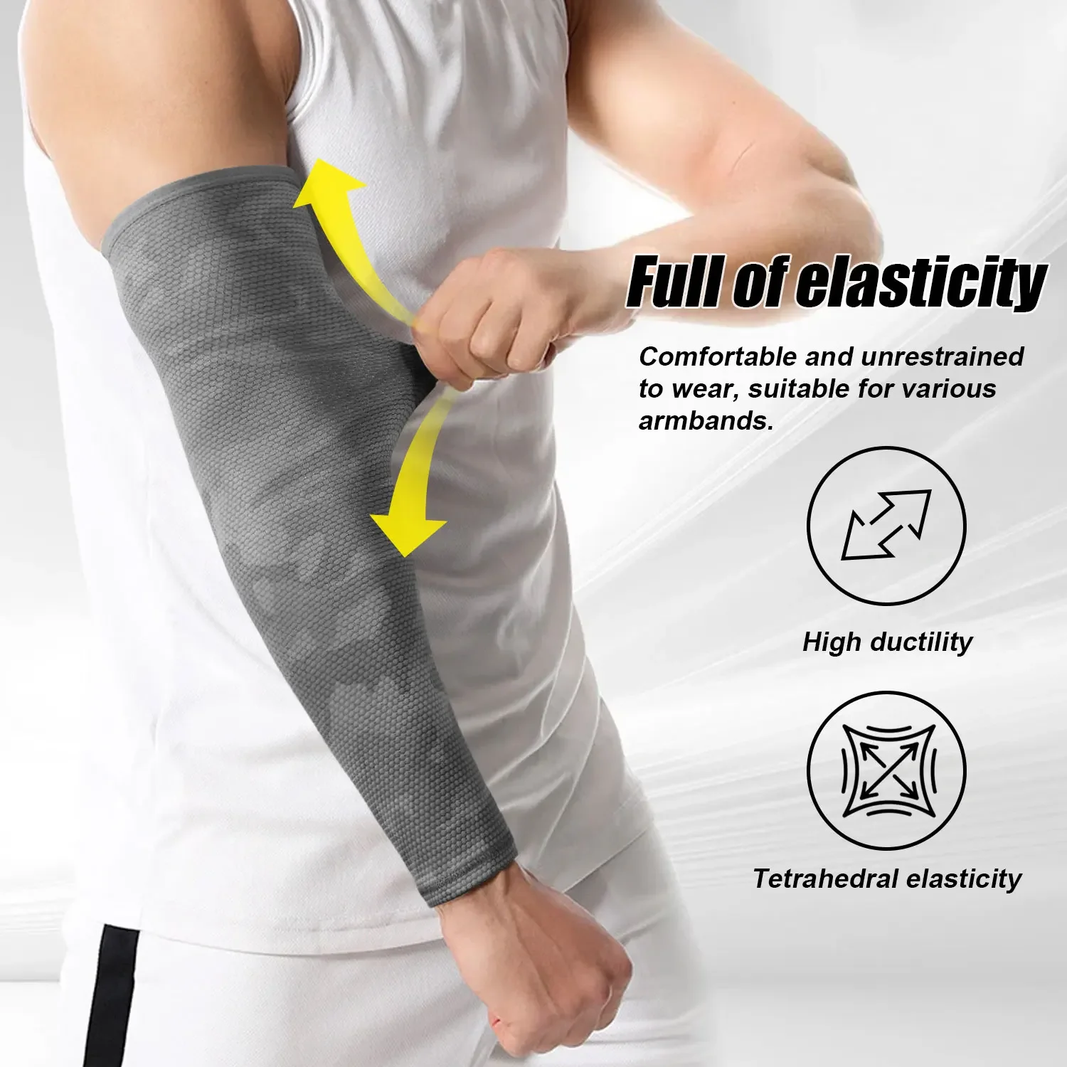 Mangas de brazo deportivas, calentadores de brazo de ciclismo de refrigeración de secado rápido, protección UV, bicicleta, correr, baloncesto, voleibol, pesca, puños suaves - imagen 2