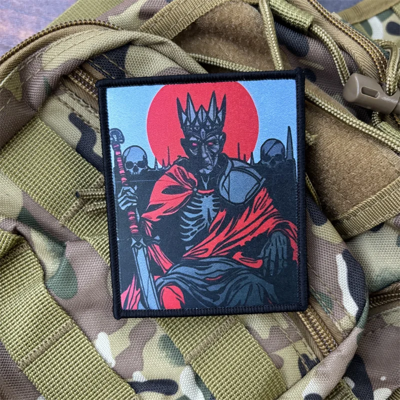 Parche estampado de rey esqueleto, insignia de moral táctica, parche militar con gancho, accesorios para mochila, pegatinas para ropa - imagen 4