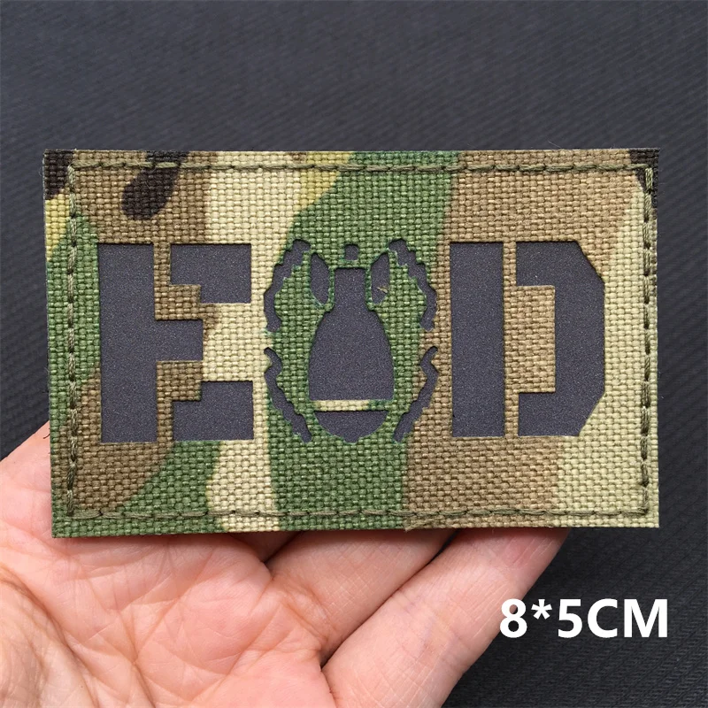 Parches reflectantes infrarrojos tácticos Multicam, parches de moral de corte láser para mochila, chaleco, ropa, insignias para exteriores, gancho y bucle - imagen 3