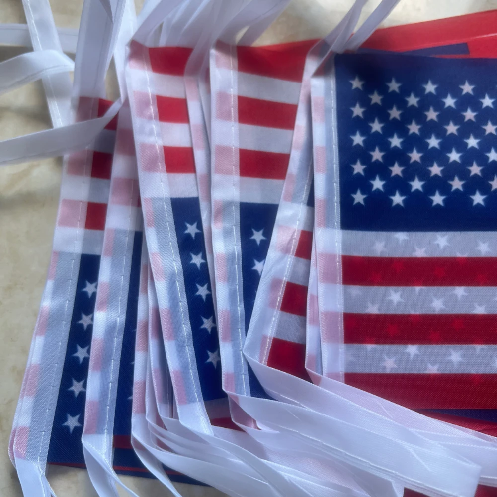 20 unids/set 14cm x 21cm bandera de EE. UU. América bandera de cuerda banderines americanos bandera de cuerda pequeña - imagen 5