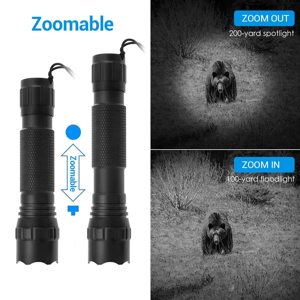 Linterna infrarroja de 850/940nm, iluminador IR con zoom para dispositivos de visión nocturna, linterna de caza, arma táctica, luces de pistola - imagen 3