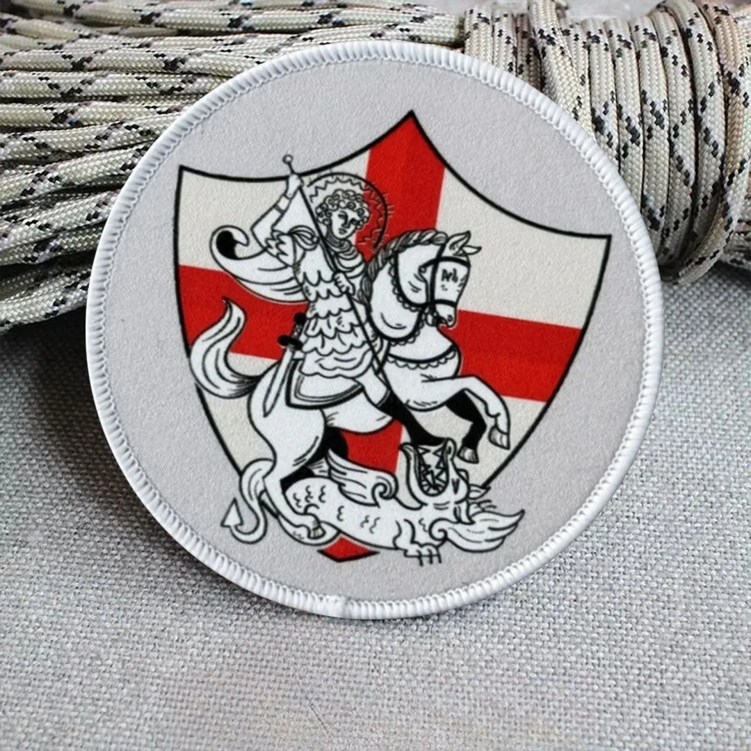 Parche táctico de San Jorge y el dragón, parches de gancho y bucle, insignia de moral tejida, brazalete del ejército militar, pegatinas para mochila