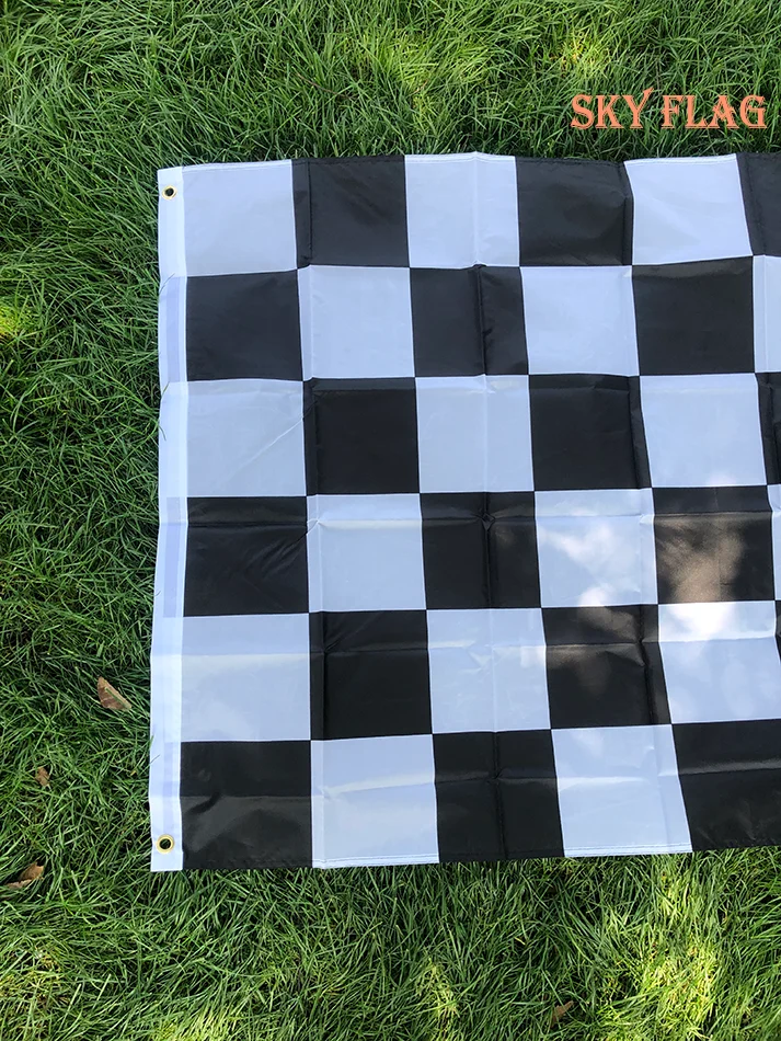 SKY FLAG 90x150cm Banner a cuadros blanco y negro Bandera de carreras de 3*5 pies Bandera colgante de carreras de deportes de motor Bandera a cuadros - imagen 4