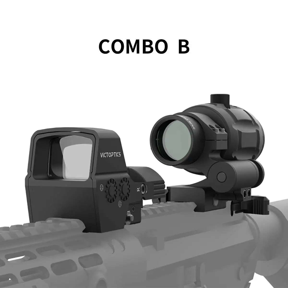 Victoptics SRD 1x20/30 /1x23x33 Mira de punto rojo y magnificador 3x con montura abatible lateral, punto de 3MOA, duración de 20,000 horas para AR-15. - imagen 3
