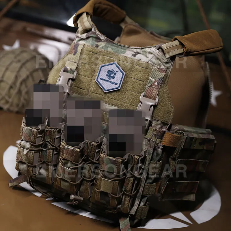 Emersongear-bolsa para revistas, portador de placa con hebilla de 1 pulgada, Panel frontal Modular, pistola, Clip rápido, bolsa de plataforma Triple para chaleco APC de nailon - imagen 3