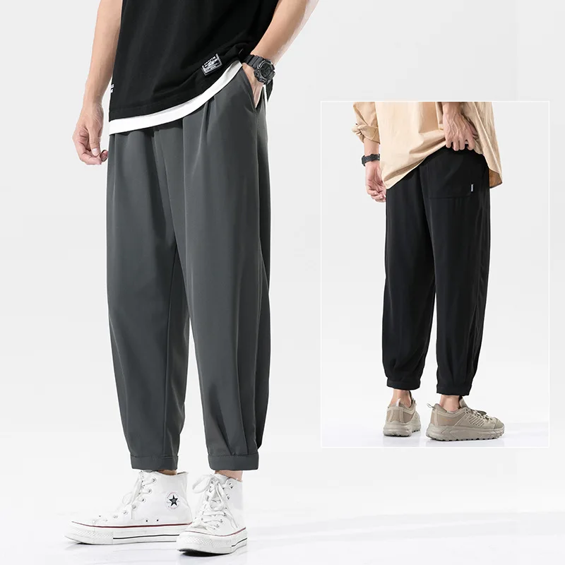 Pantalones deportivos ligeros para hombre, pantalón informal de Color sólido, hasta el tobillo, a la moda, primavera y verano - imagen 5
