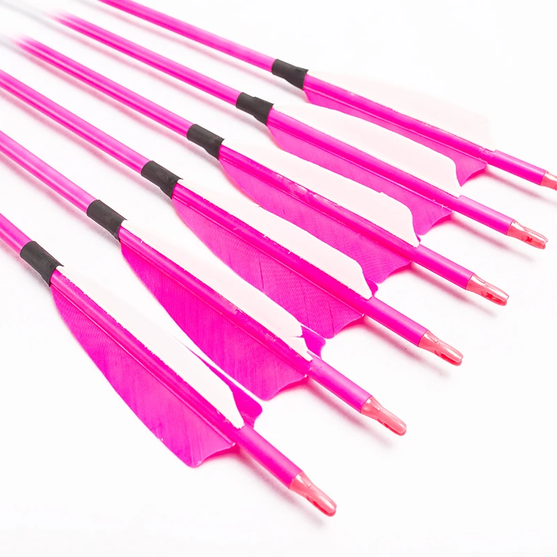 Linkboy-flechas de carbono para tiro con arco, Sp300-800 de 30/32 pulgadas, 5 pulgadas, pluma de pavo, punta de flecha, 75gr, tirador femenino, 6 piezas - imagen 4