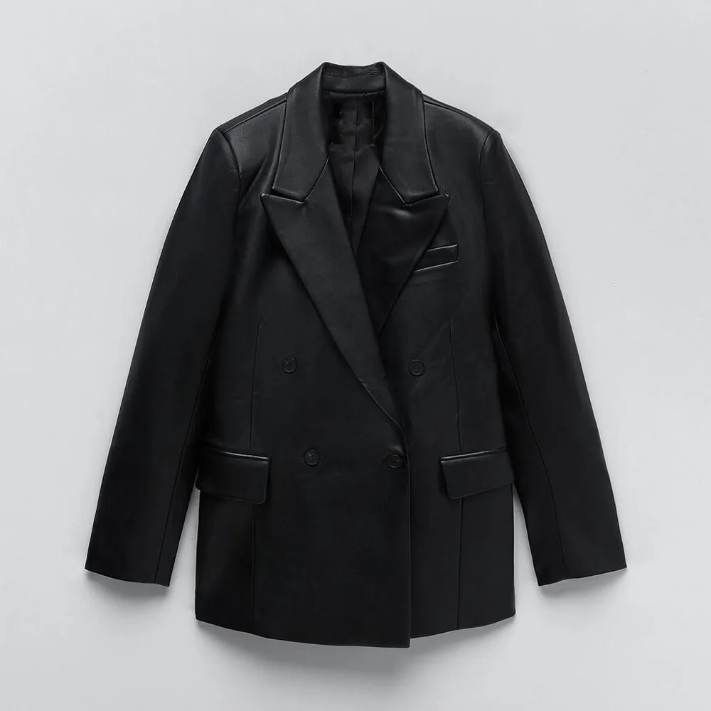 Chaqueta de cuero de imitación para mujer, abrigo de un solo botón, chaqueta de motocicleta, ropa de calle a la moda - imagen 5