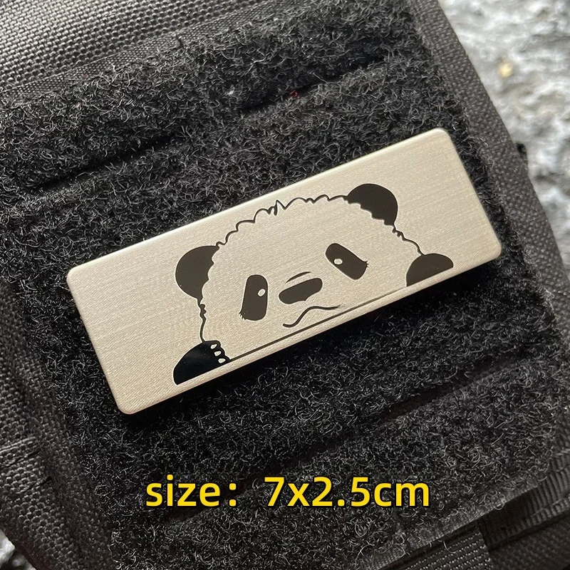 Insignia de moral Horizontal de Metal de Panda, emblema de gato de dibujos animados, parches de gancho y bucle, pegatina de decoración de mochila táctica - imagen 4