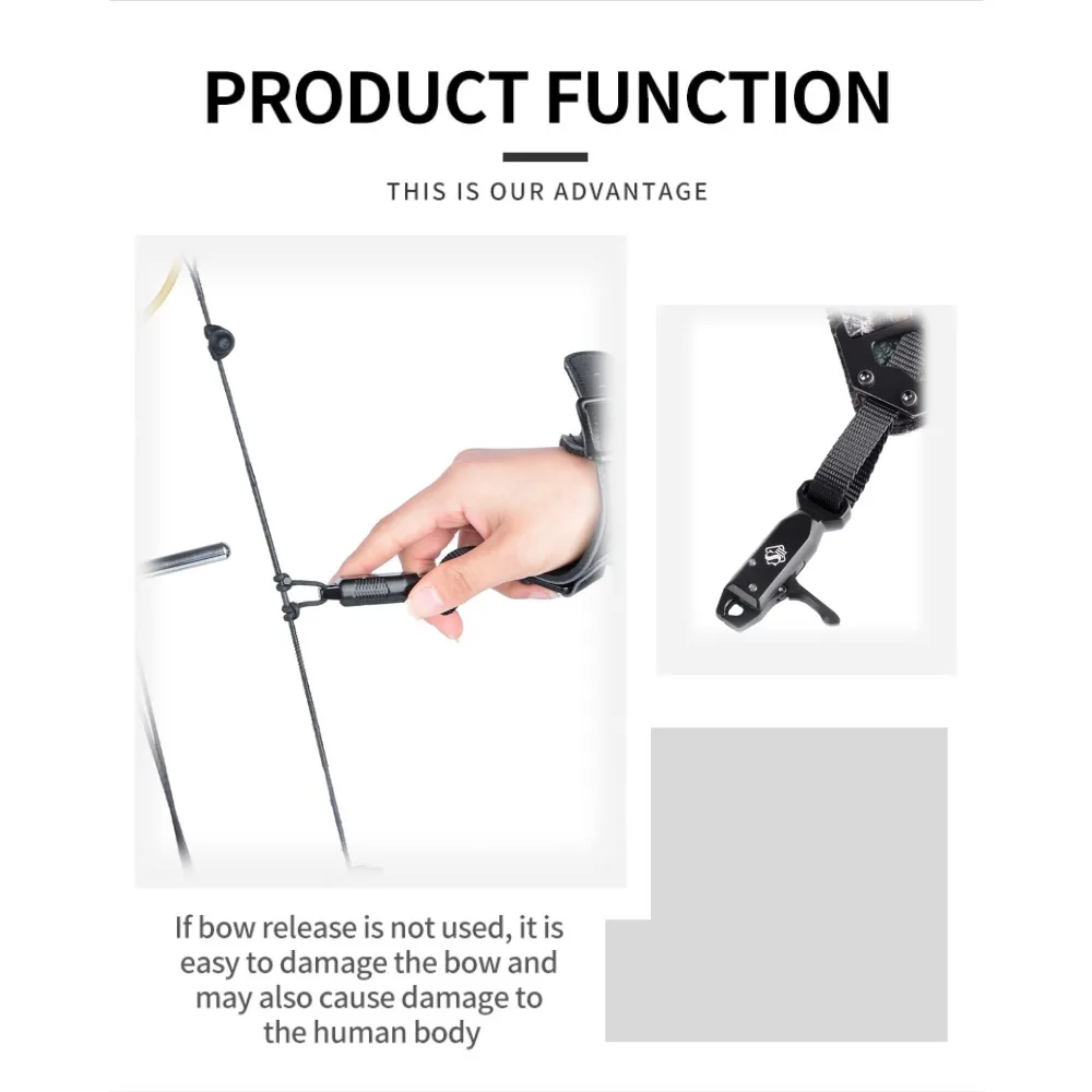 Tirador con arco negro/camuflaje pinza profesional liberación de muñeca 360 °   Pulsera ajustable con mandíbulas giratorias, arcos compuestos máximos de 100 libras para caza - imagen 3