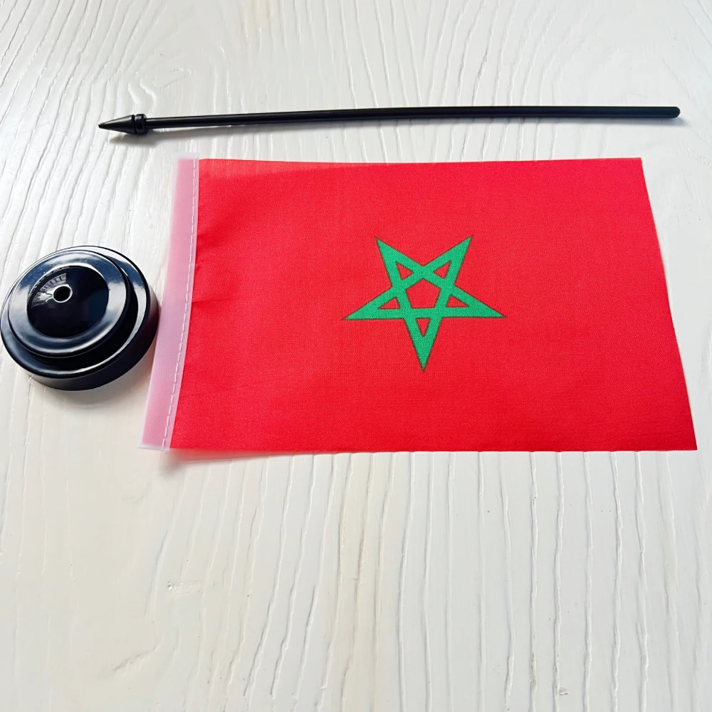 Escritorio de oficina Bandera de Marruecos Banner14x21cm El conjunto de exhibición de bandera del gabinete marroquí - imagen 4