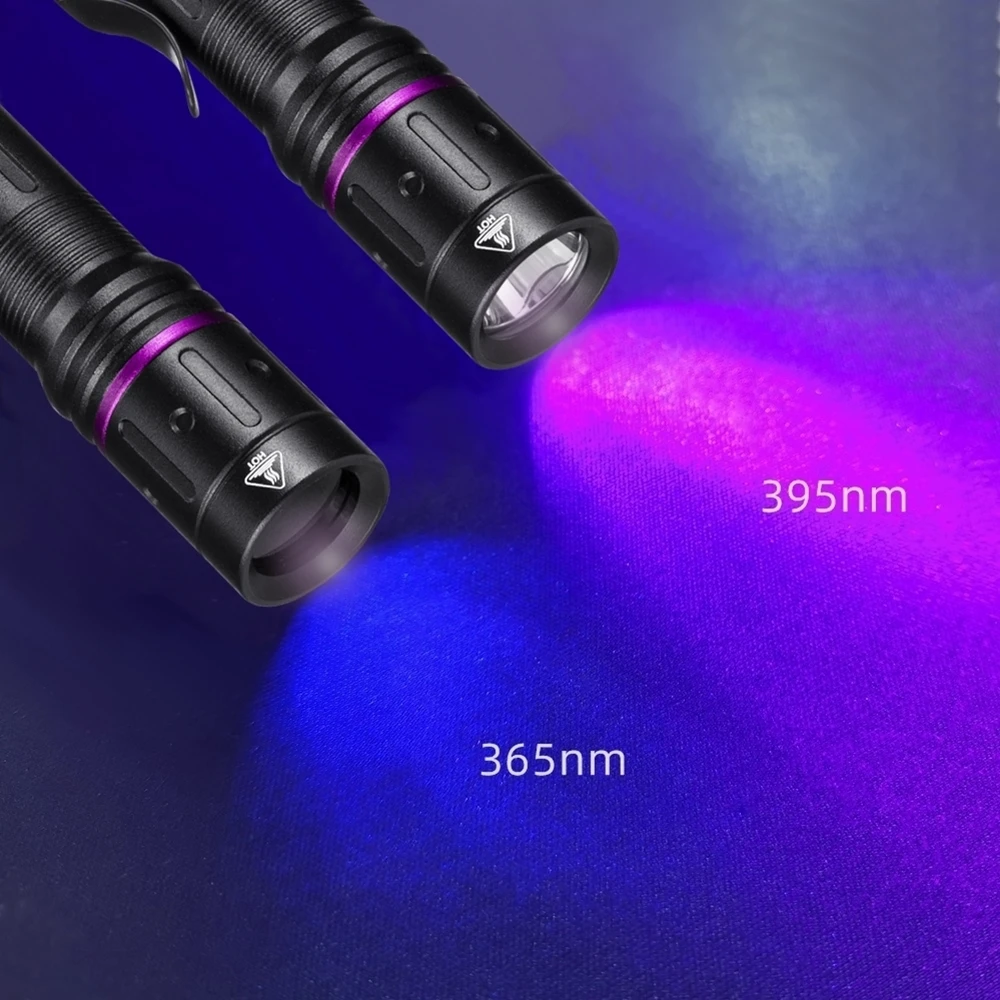 Mini linterna LED con luz UV, marcador Invisible de 365nm/395nm, antorcha de luz negra, marcador de manchas de tiña para gatos y mascotas, lámpara de detección de dinero - imagen 3