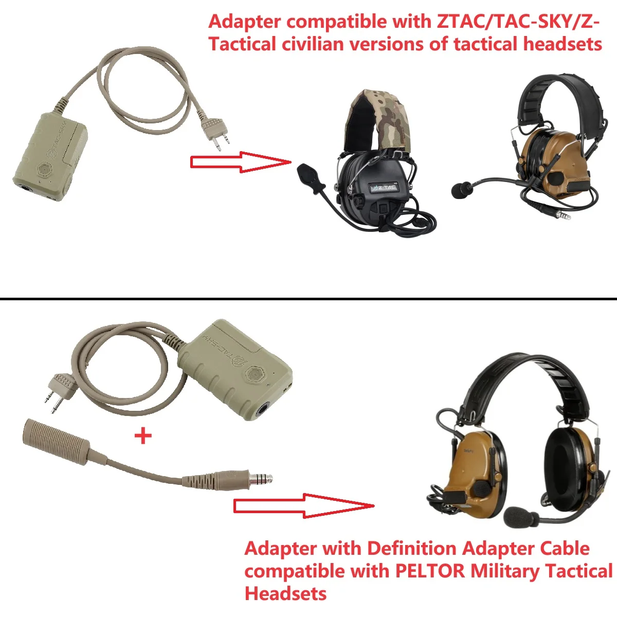 TS TAC-SKY táctico COMTA SORDIN AMP accesorio de auriculares adaptador PTT con Bluetooth Compatible con Walkie Talkie MIDLAND Plug - imagen 2