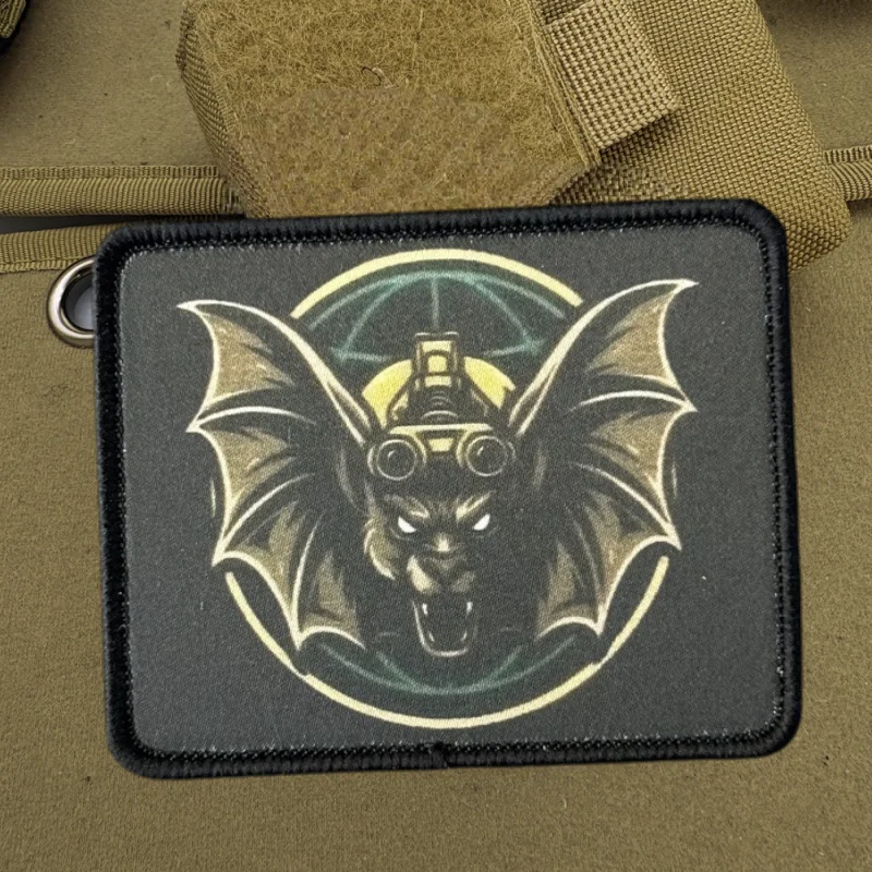 Parche con estampado de murciélago inteligente, chaleco táctico, insignia de moral con gancho y bucle, pegatinas decorativas para mochila, parches para brazalete para ropa - imagen 2