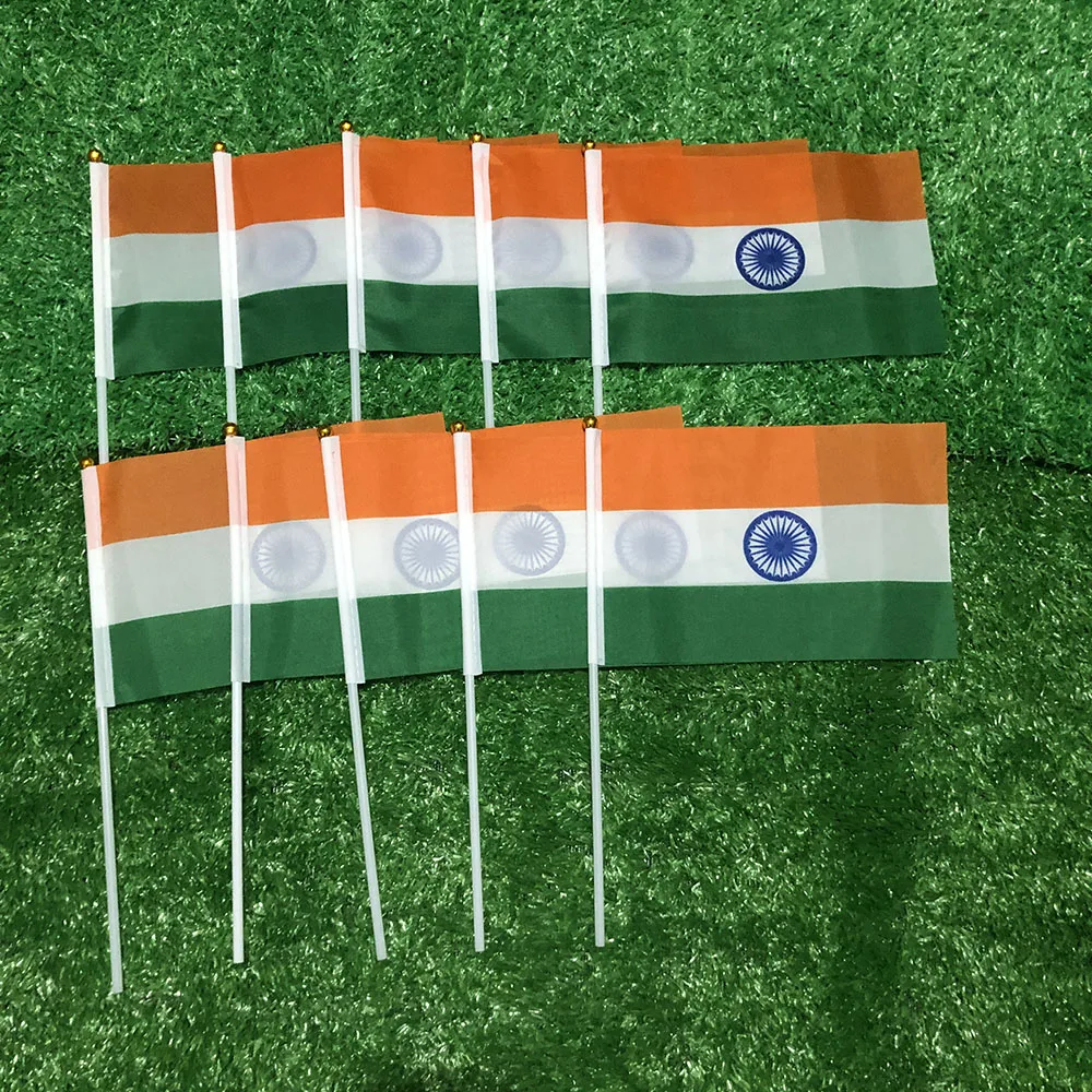 SKY Bandera India Poliéster 14x21cm Doble Cara Poste Plástico - imagen 2