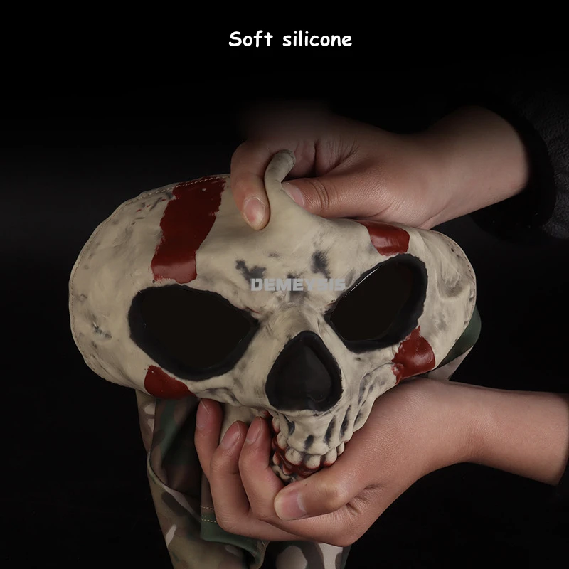 Máscara de casco de tiro táctico para exteriores, máscara facial completa elástica transpirable para hombres y mujeres, máscara facial de calavera para Cosplay de Halloween - imagen 5
