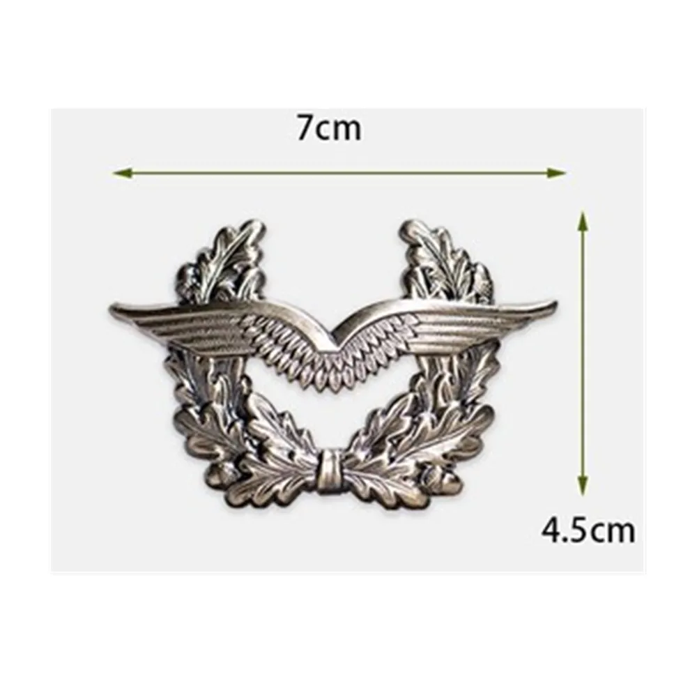 Insignia del sombrero DE LA Fuerza Aérea WW2, Pin de metal retro, broche general, Corona y alas dobles, táctico plateado - imagen 2