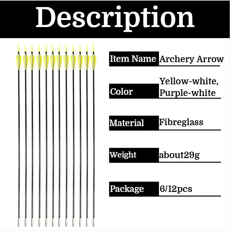 6/12 Uds tiro con arco caza flechas de fibra de vidrio diámetro 6mm 3 pulgadas gota de agua flecha de goma Fletching alrededor de 30 pulgadas flecha eje arco Acc - imagen 5