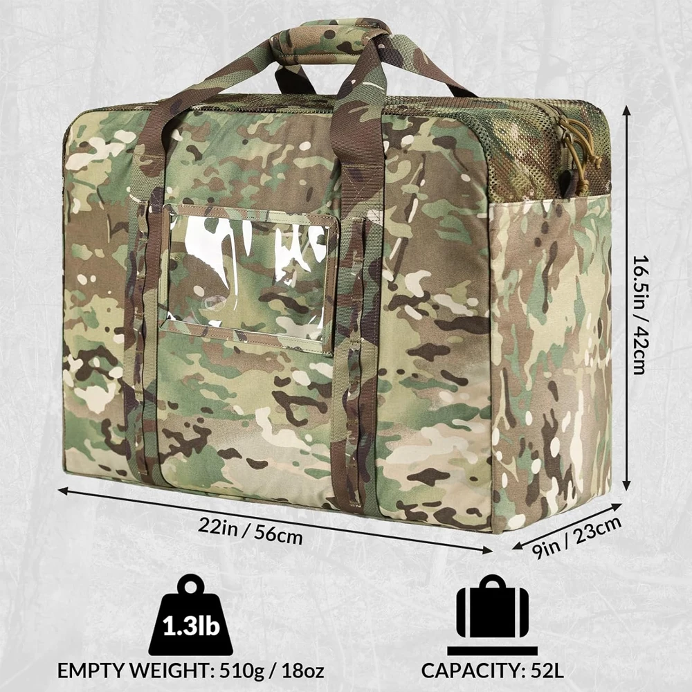 Bolsa de lona militar Extra grande de 52L, bolsa táctica del ejército para acampar, senderismo, tiro, viajes, camuflaje de supervivencia sigilosa, paquete al aire libre - imagen 3