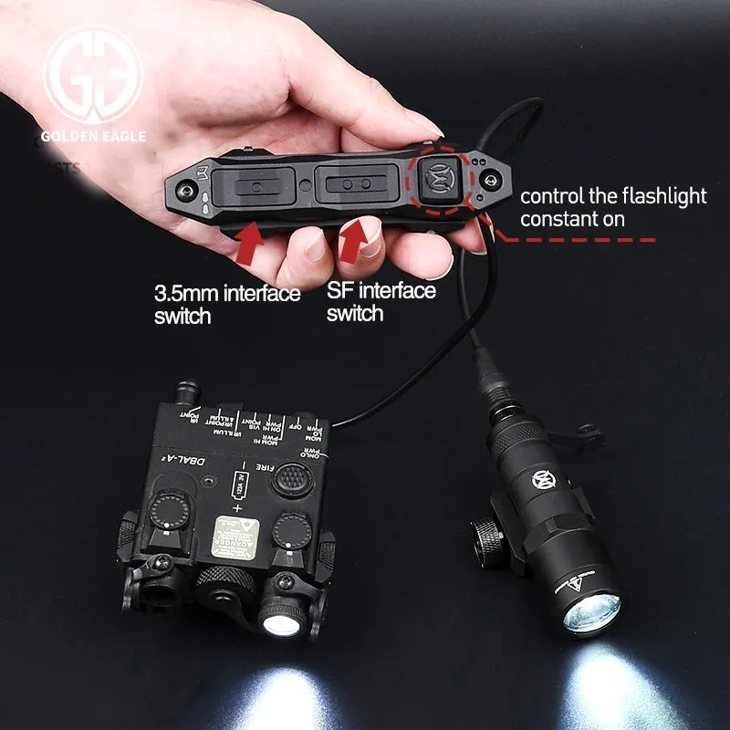 Interruptor de presión a distancia de doble función de Airsoft táctico para Surefir M300 M600, botón de linterna SF 2,5 3,5 enchufe DBAL A2 PEQ15 - imagen 5