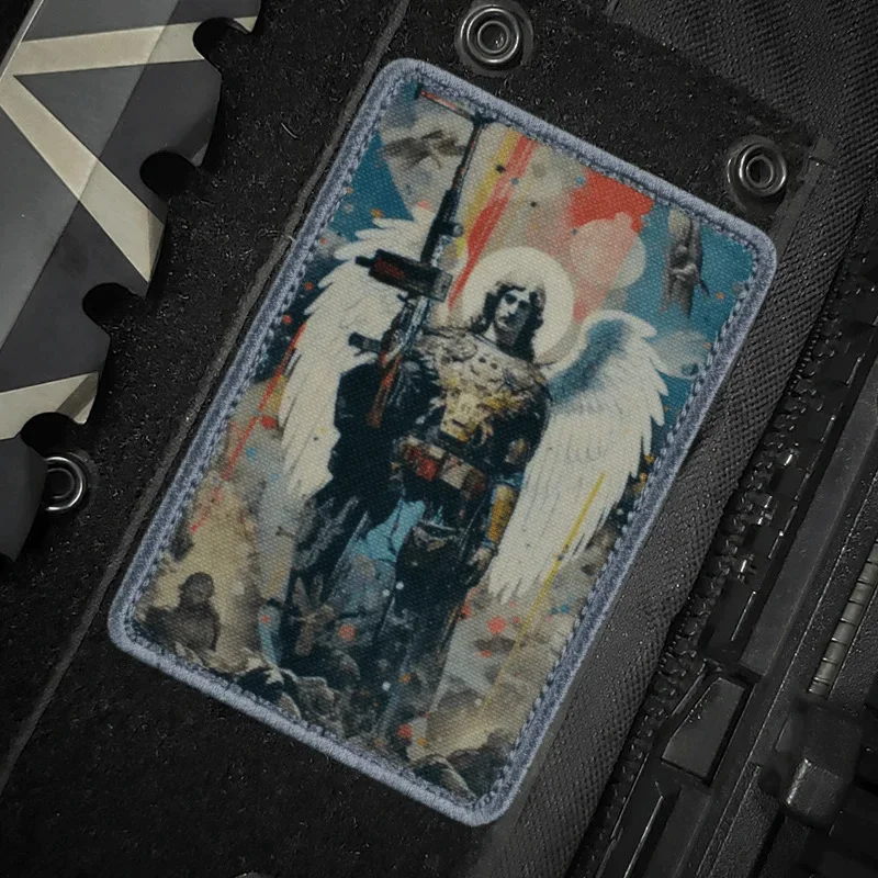 Insignia de moral táctica de Ángel "Guardian", emblema de gancho y bucle impreso, ametralladora militar, brazalete del ejército de Ángel, mochila, pegatina para ropa - imagen 4