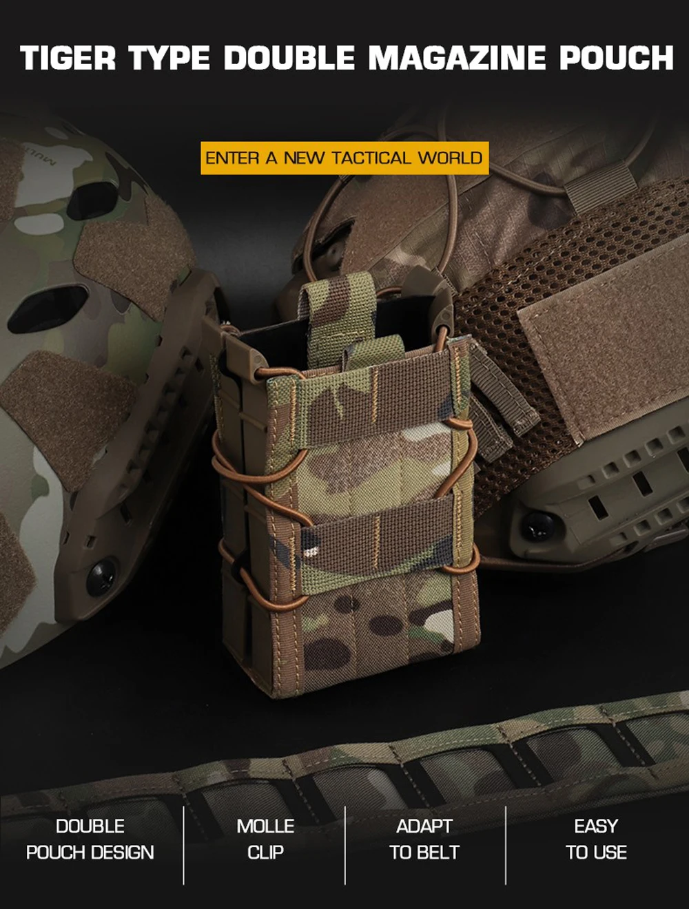 Vista de la bolsa doble MOLLE de liberación rápida