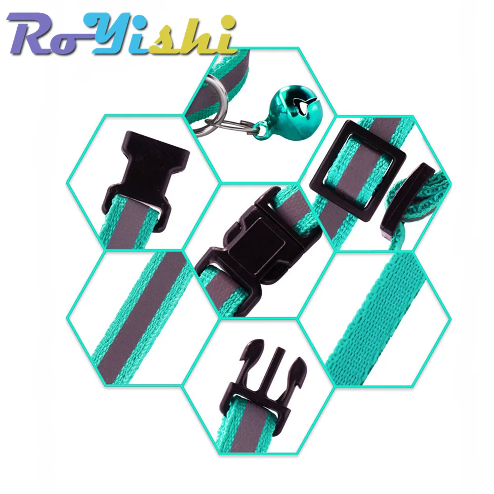2 unids/pack 12 colores reflectantes ajustables para gatos y perros pequeños collares con campanas suministros para mascotas - imagen 5