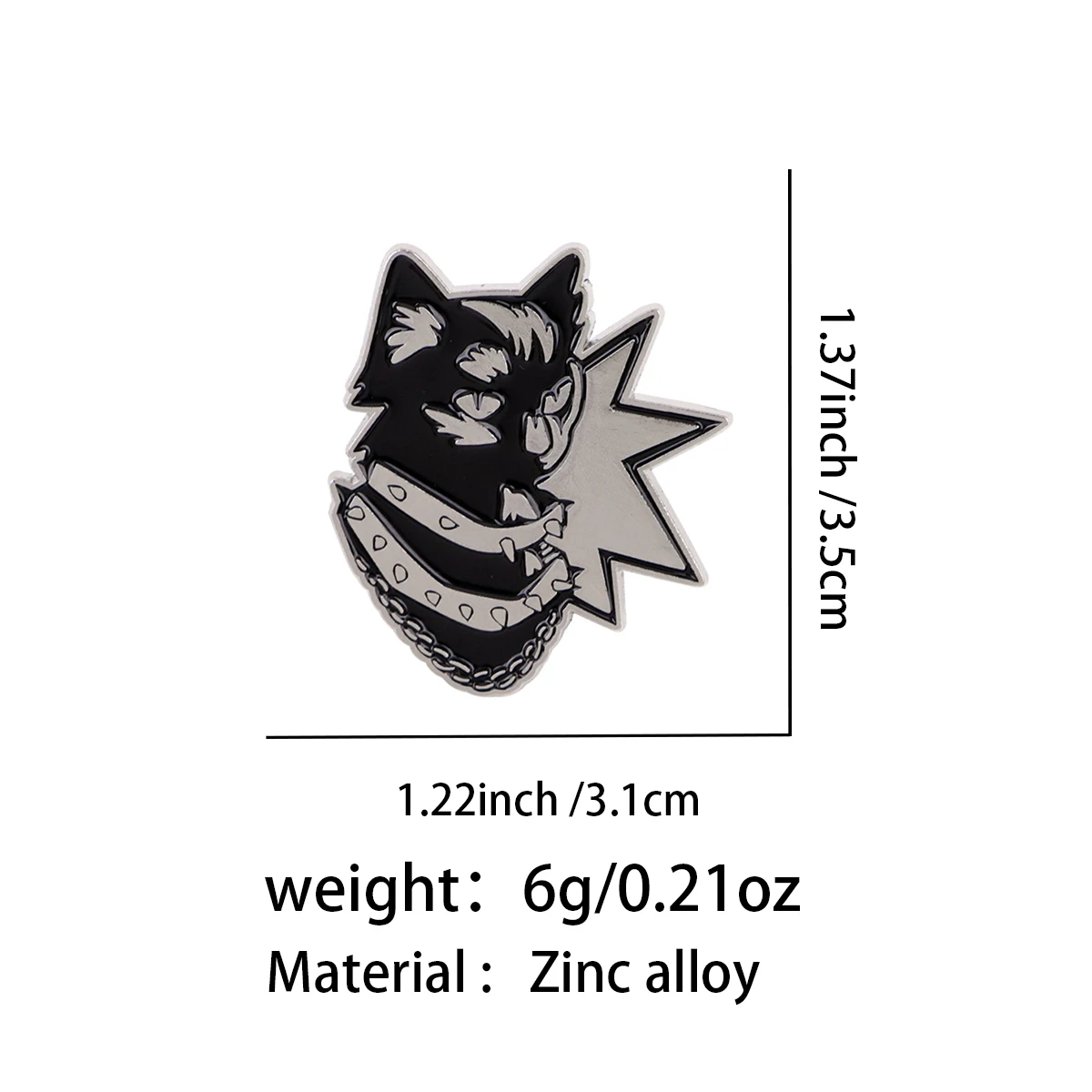 Diseño punk con gato negro y estrellas