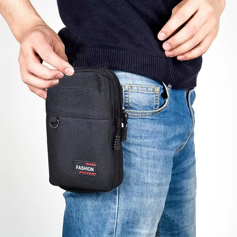 Bolsa de teléfono para hombre con cintura al aire libre de doble capa, riñonera táctica para acampar y cazar, bolsa táctica negra para exteriores - imagen 2